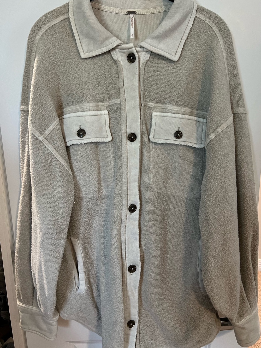 Free People Oversized Ruby Teddy Jacket in Light Gray